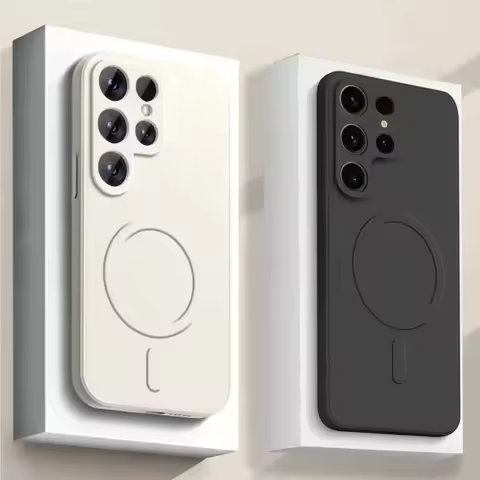 Original Liquid Silicone Magnetic Wireless Charge Case For Samsung Galaxy S25 S24 S23 S22 S21 Ultra For Magsafe Shockproof Cover