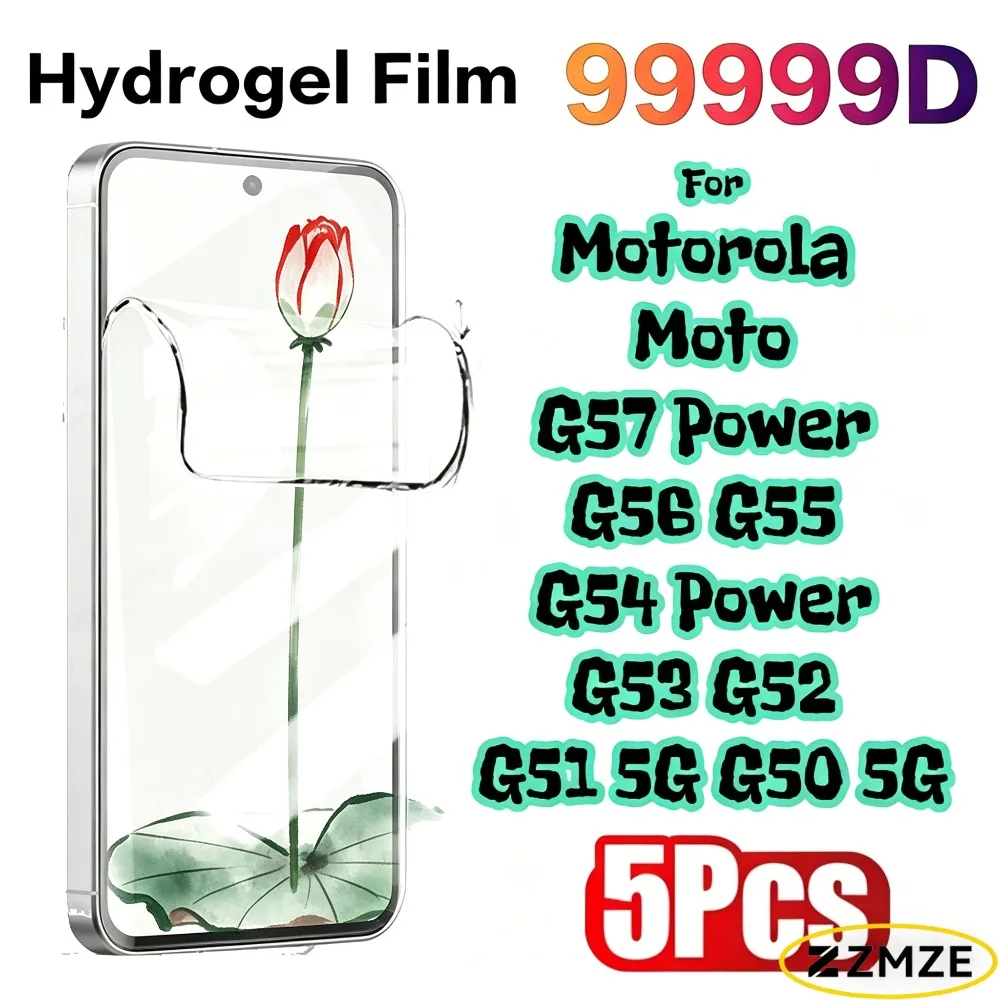 Paquete de 5 películas de hidrogel transparentes para Motorola Moto G53 G52 G51 5G G50 5G, no de vidrio, para la serie Moto G57 Power G56 G55 G54 Power