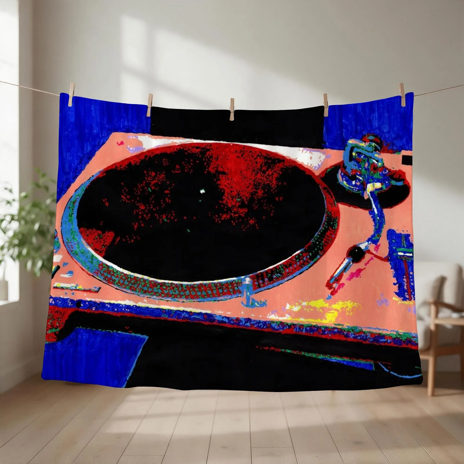 DJ Decks Technics SL1210 Turntable Throw Blanket couch cozy soft plush fuzzy picnic outdoor blanket