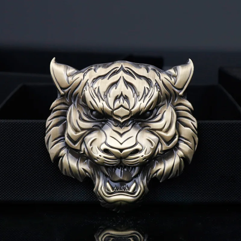 Tiger Head Majesty Car Emblem Auto 3D Metal Beast Sticker Animal Bronze Badge Trunk Window Motorcycle Customized Styling