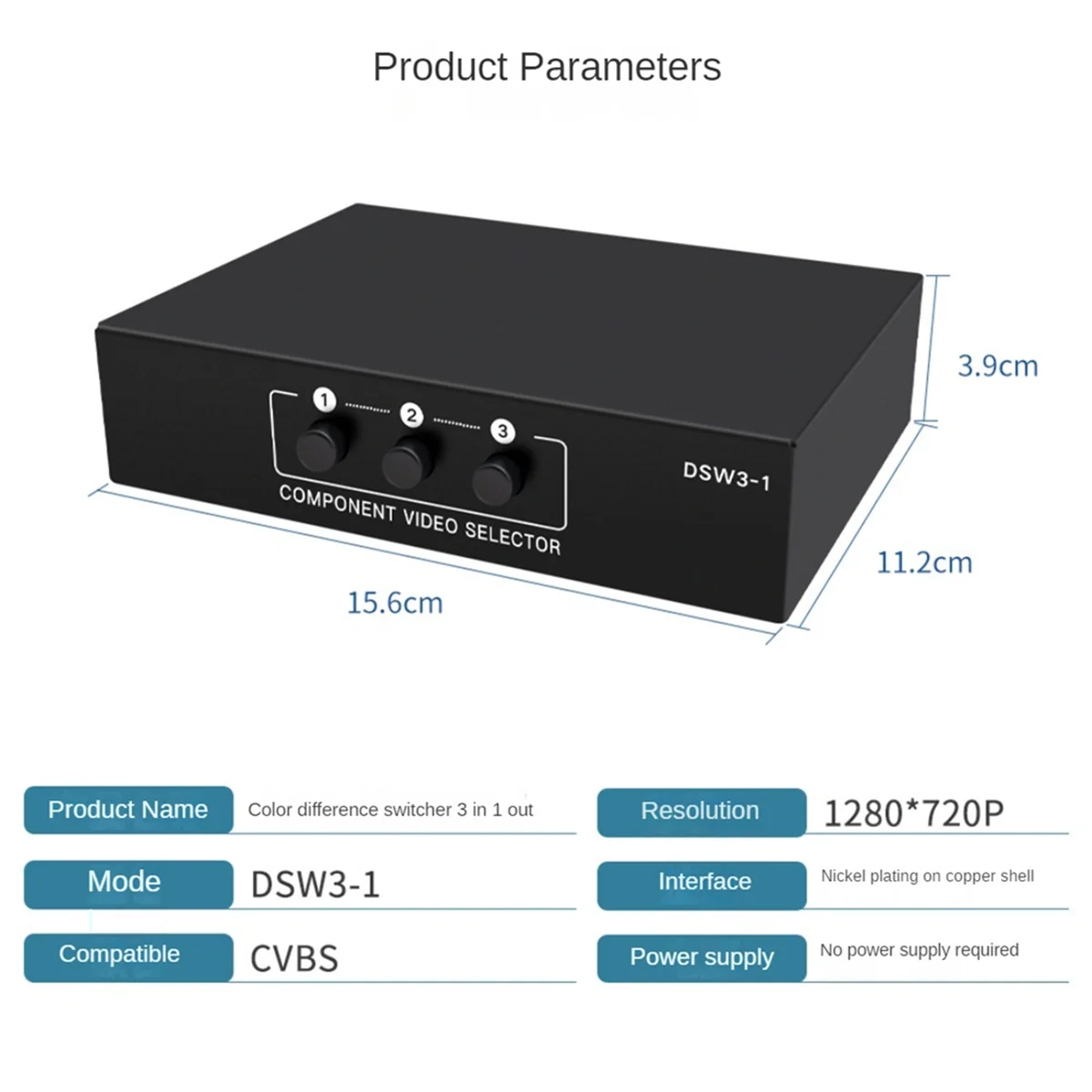 Selector de componentes RGB, conmutador AV, 3 canales, 5 RCA, Ypbpr, salida 3 en 1