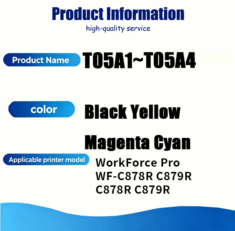 1 pcs T05A1 T05A2 T05A3 T05A4 4 COLOR Ink bag 420/220ml compatible For Epson WorkForce Pro WF-C878R WF-C879R C878R C879R Printer