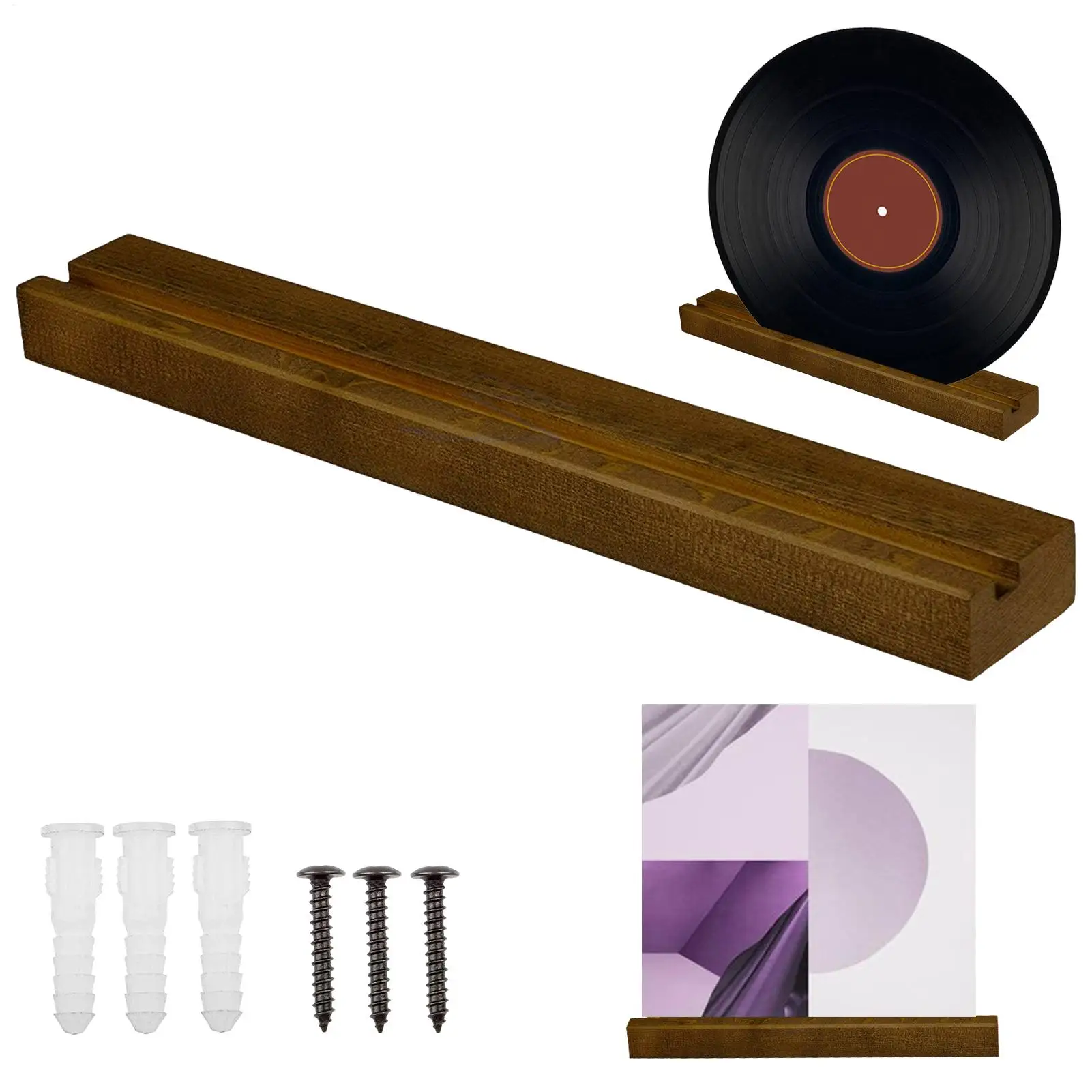 Schallplatten-Wandregal aus Massivholz, Glattes und Robustes Schallplatten-Aufbewahrungsregal, Albumregal für Sammlungen zu Hause