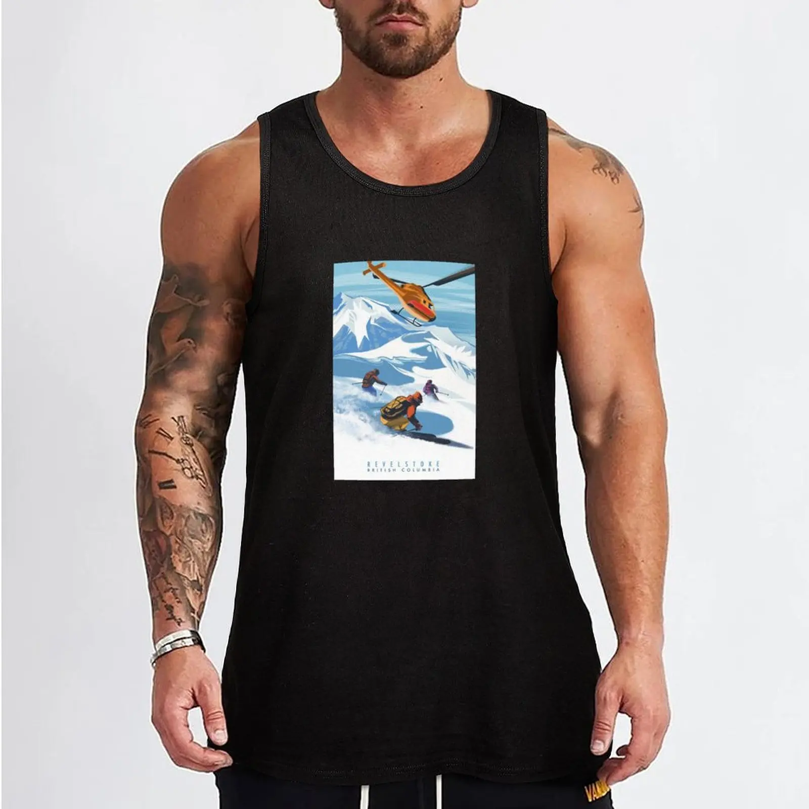 REVELSTOKE SKI Tank Top Men gym sportswear T-shirt for fitness