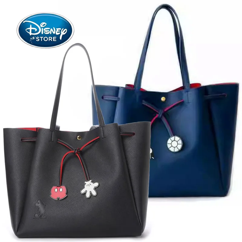 Disney Co Branded Big Opening Women Handbag PU Leather Mickey Donald Duck Drawstring Handheld College Girl Shoulder Backpack