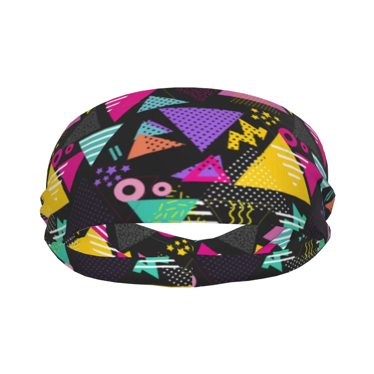 Headband Sports Yoga Fitness Stretch Sweatband Hair Band Elasticity Headband Geometric Retro 80s Style Pop Art Triangles