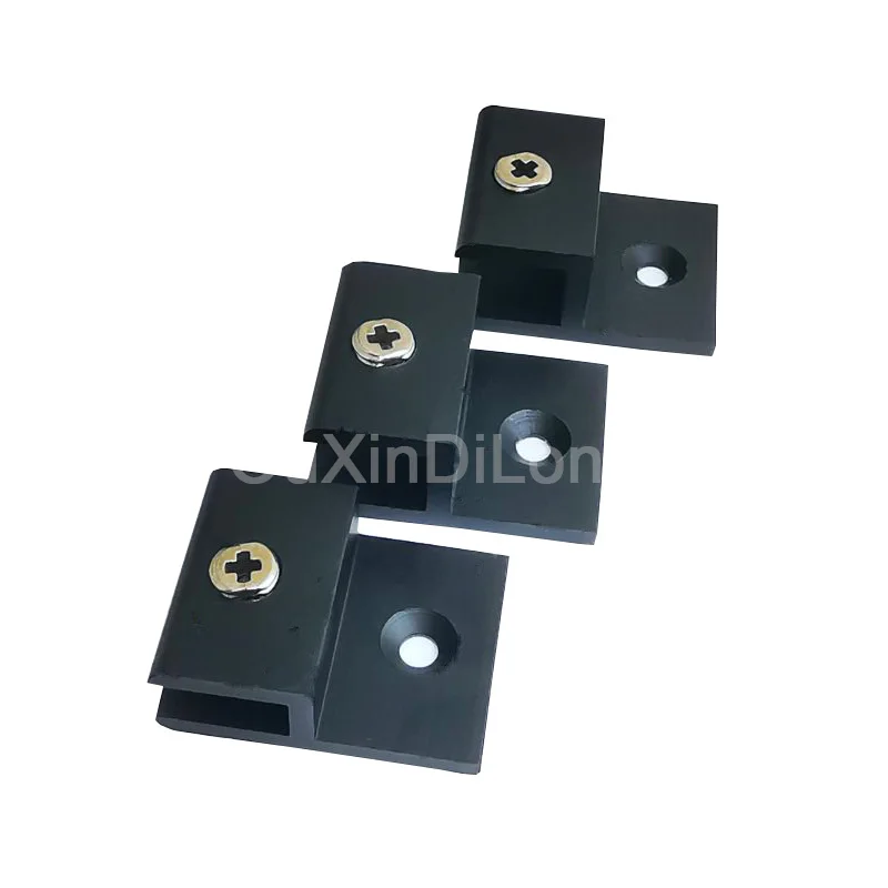 

6PCS Aluminum Alloy Bathroom Glass Clamps Acrylic Mirror Brackets Wall Mount Holder Clamp H Shaped Clips Hardware Black FG835