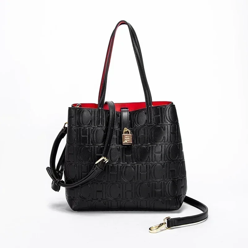 

CH Women's Large Capacity Embossed Shoulder Bag Solid Color with Simple Texture Minimalist Design 2026 Trendy Fashion Commute