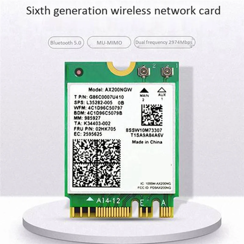 بطاقة شبكة AX200 AX200NGW فعالة M.2 NGFF WiFi بطاقة بلوتوث 5.0 WiFi 6