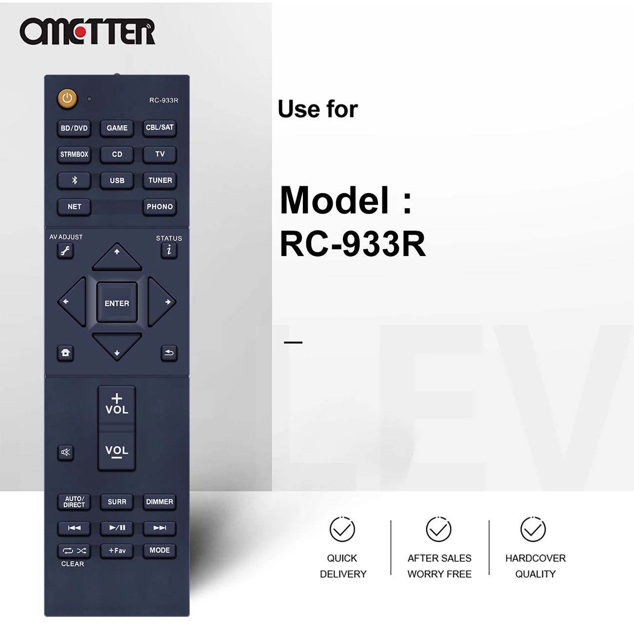 RC-933R Remote Control for Pioneer AV Receiver VSX-S520D VSX-S520 SX-S30 RC 933R