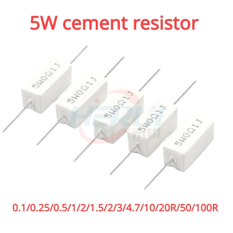 

5W cement resistor 0.1/0.25/0.5/1/2/1.5/2/3/4.7/10/20R/50/100R