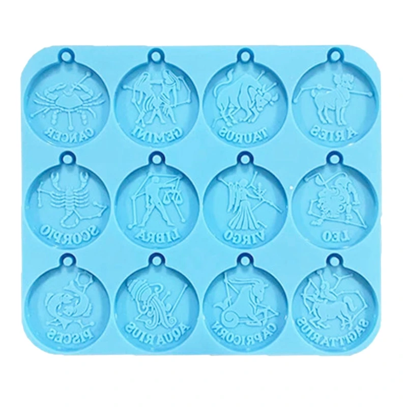 

Round Twelve Constellations Earring Mold Jewelry Casting Mold Silicone Keychain Mold Pendant Craft Supplies for Women