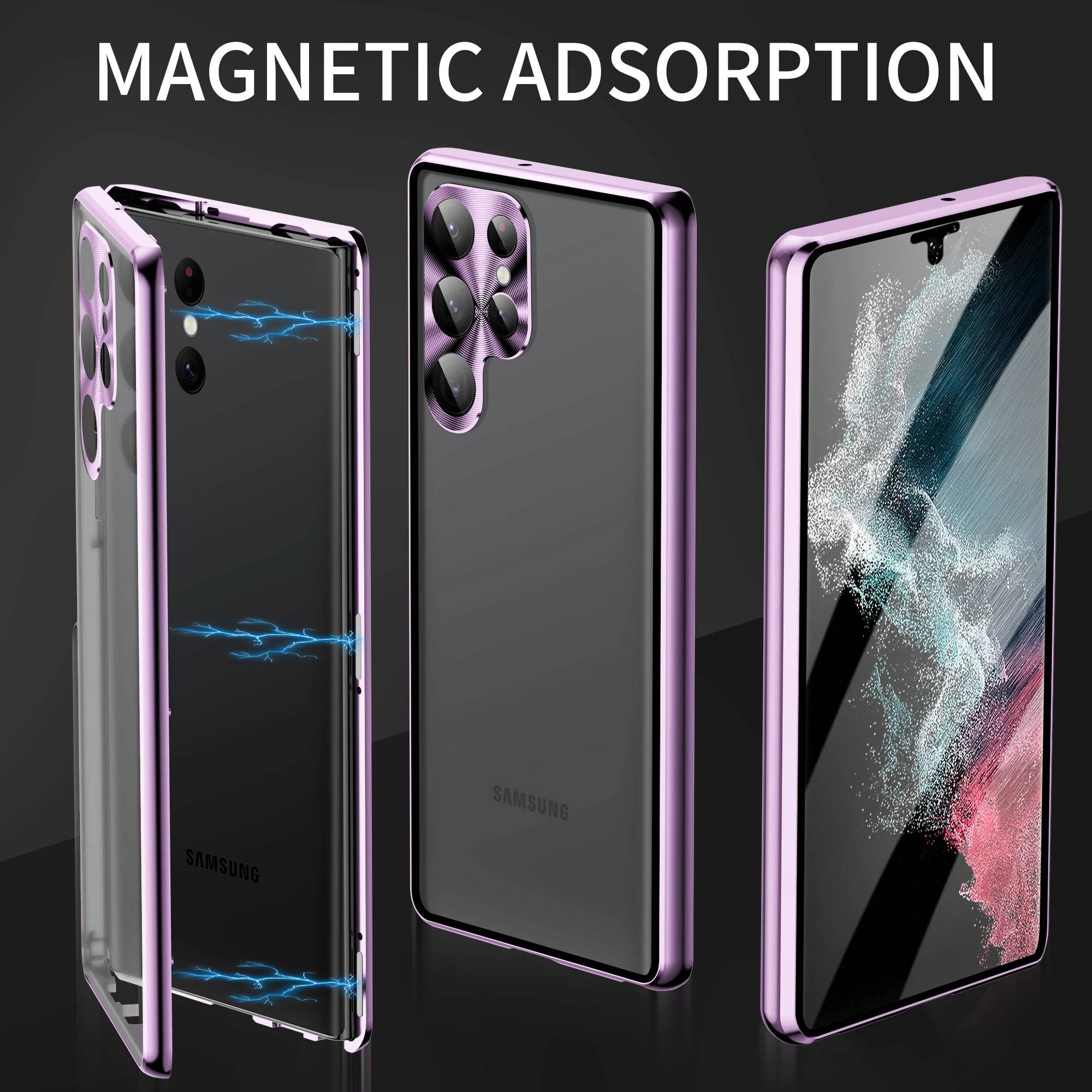 

Transparent Metal Magnetic Case For Samsung S23 Ultra S22Plus S21fe Double Sided Glass Cover For S22 S21 S23 Ultra Plus S20 FE