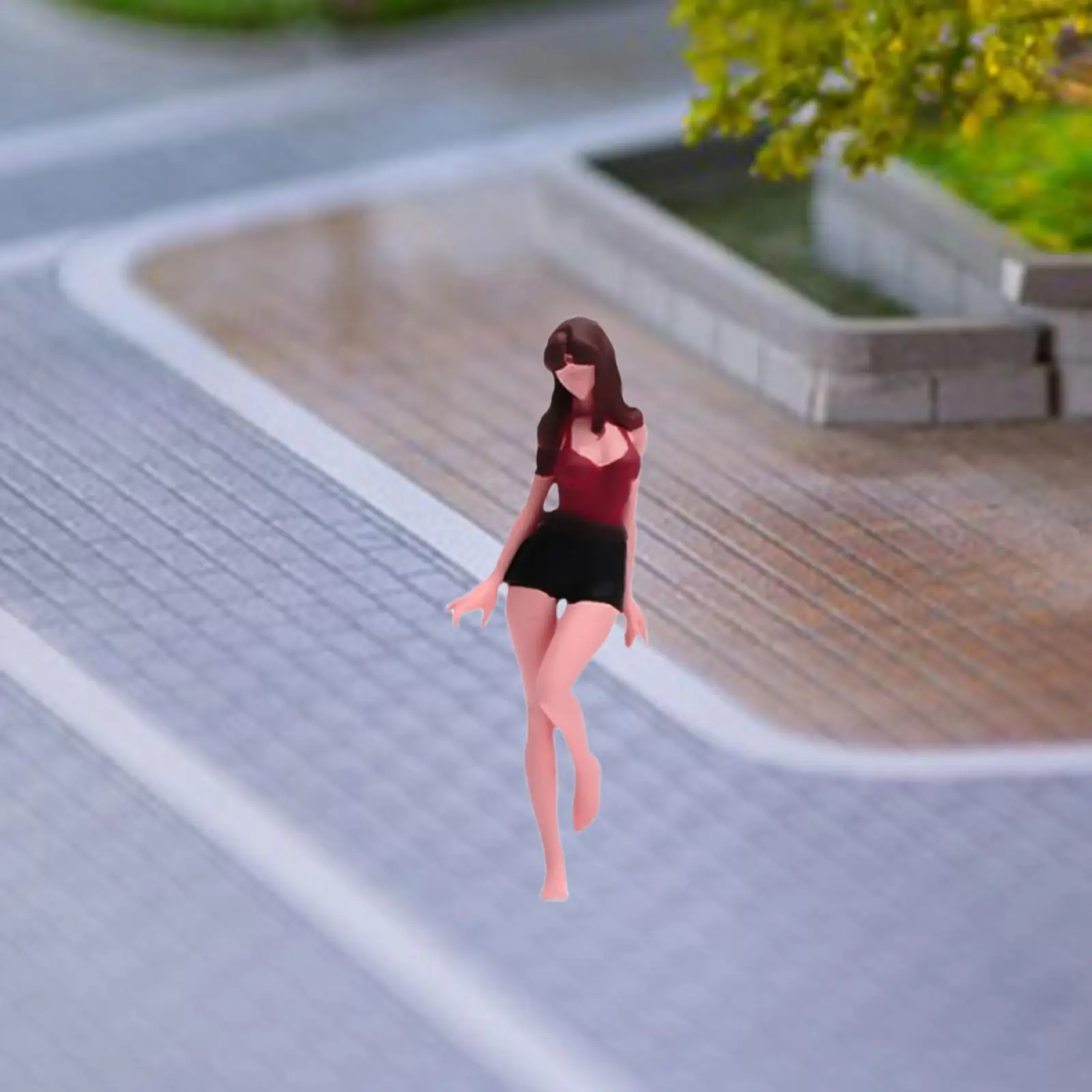 

1/64 Tank Top Shorts Girl Model Collectible Diorama Scenery Stimulated Mini Figure Resin Girl Model for Miniature Scene