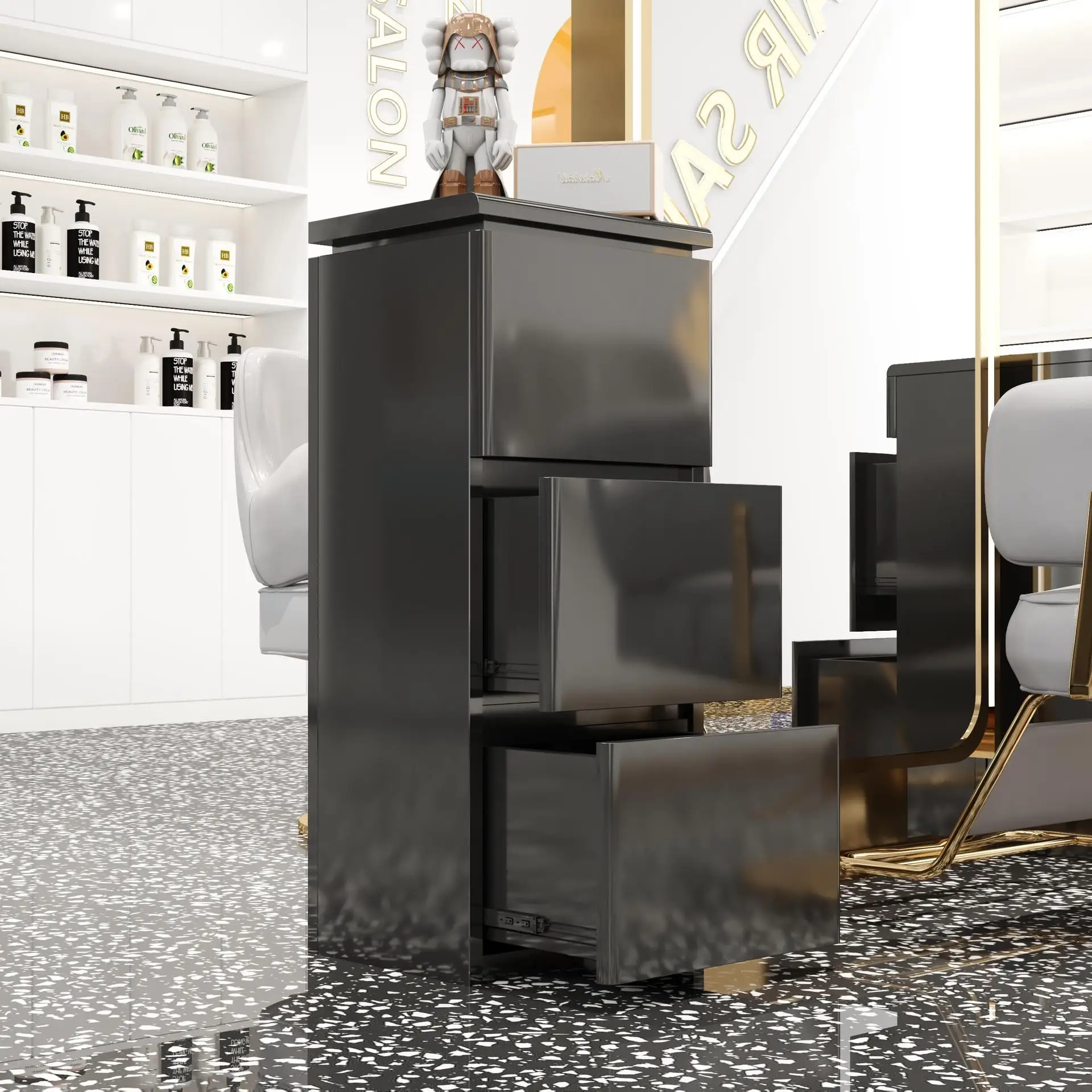 

Stainless steel barber shop tool cabinet hair cabinet hair salon tool table storage locker with drawer cart
