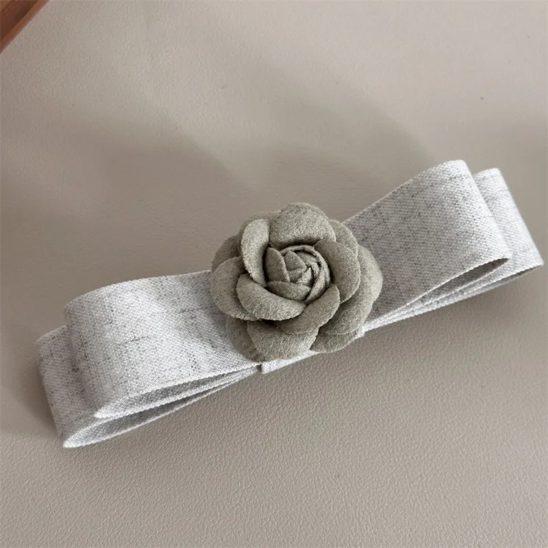 Korean Fabric Camellia Hair Clips for Women Girls Elegant Flower Spring Clip Ponytail Hair Bows Clip Headpiece Hair Accessories