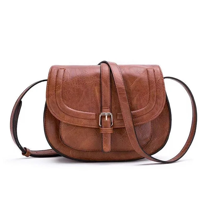 New hot selling retro saddle bag for single shoulder crossbody bag, European and American semi-circular bag for women