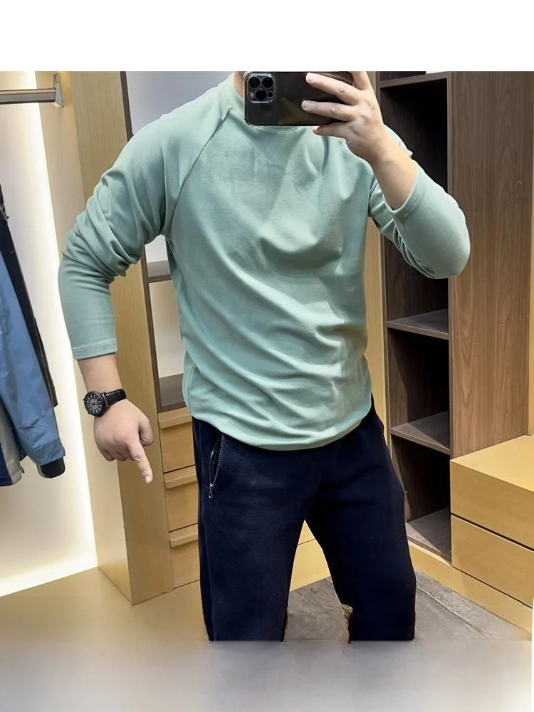 

Мужская круглая футболка Ne Overhead Pure Color на подкладке Fce с вставкой на плечах, теплая основа, осенне-зимняя моя, полиэстер...