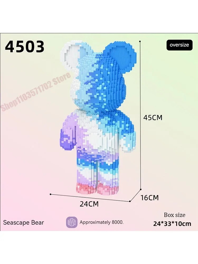 

DIY Kids Toys Cartoon Love Violent Bear Bearbrick Model with Light Building Block Micro Bricks Christmas Birthday Gift