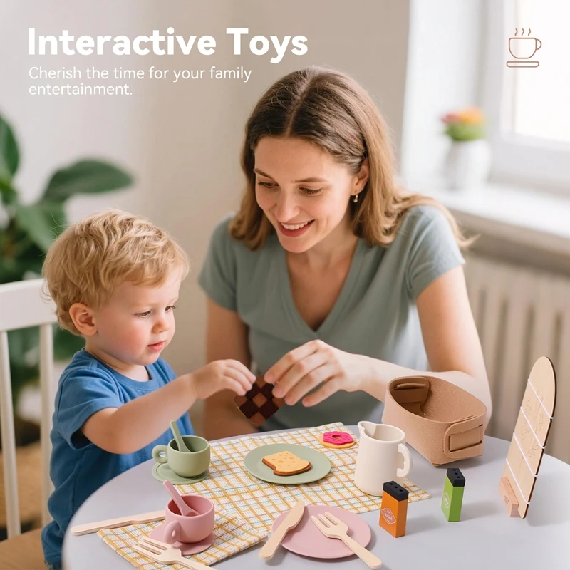 Conjunto de utensílios de mesa para chá da tarde montessori, brinquedos de cozinha simulados para crianças, desenvolver habilidades sociais, brinquedos de educação precoce