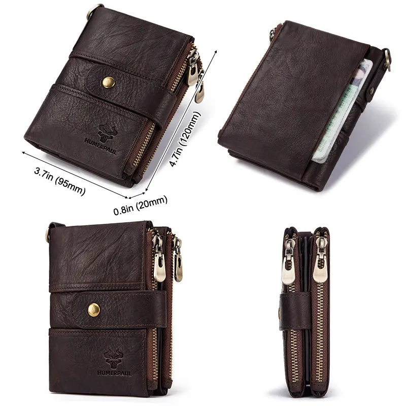 RFID multi-card male color collision coin wallet multi-card thin buckle real leather three-fold large capacity business wallet