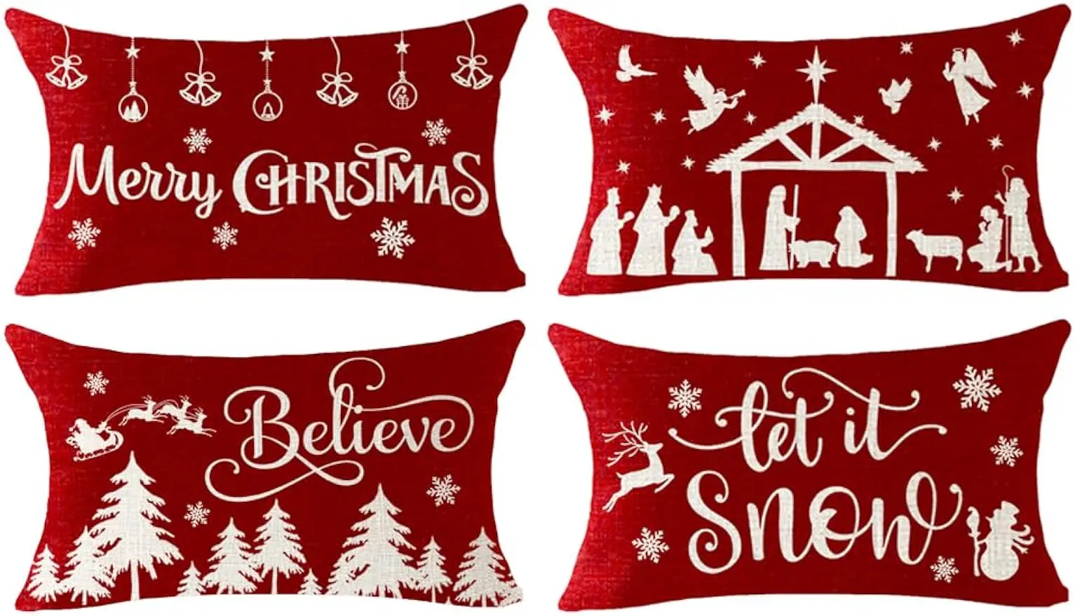 Christmas pillowcase snowflake throwing pillowcase linen lumbar cushion cover pillowcase sofa decoration 30X50cm