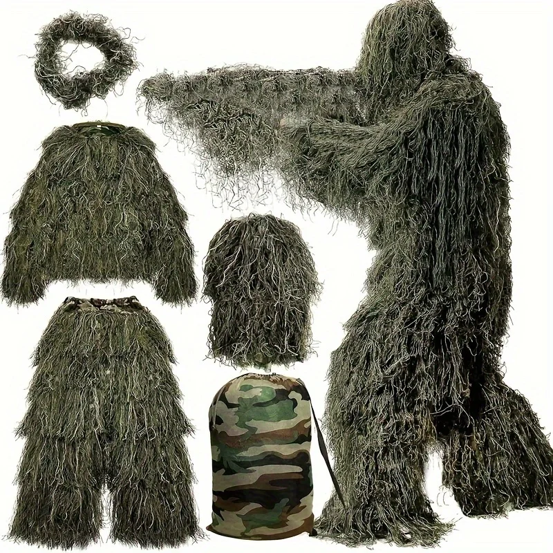 5-in-1 Professional Camouflage Suit, High Concealment & Multi-Function, Ideal for Hunting, CS, Birding & Gifting