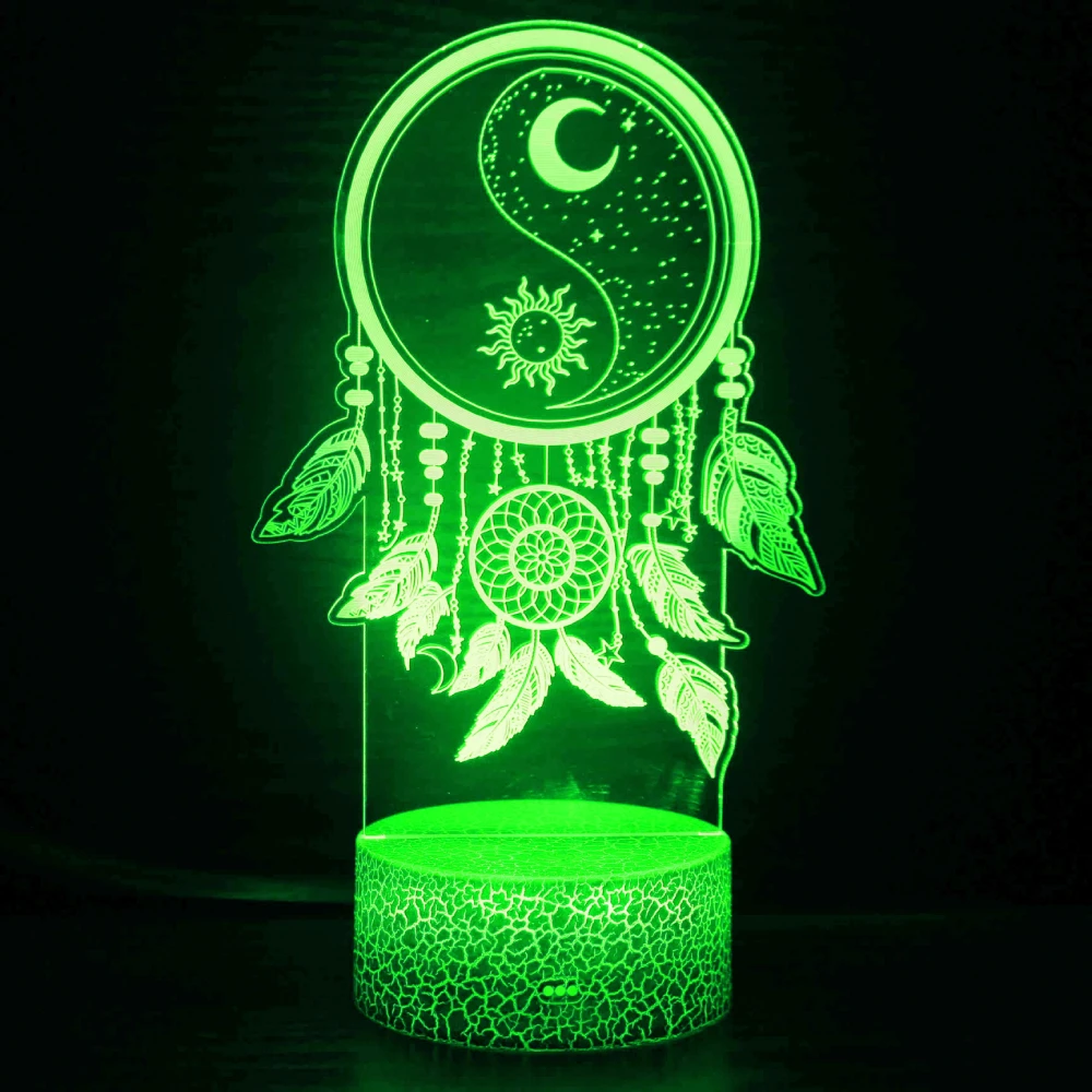 Nighdn 3D Illusion Lamp LED Night Light Dream Catcher 16 Color Changing with Remote Control Gift for Kids Women Room Home Decor