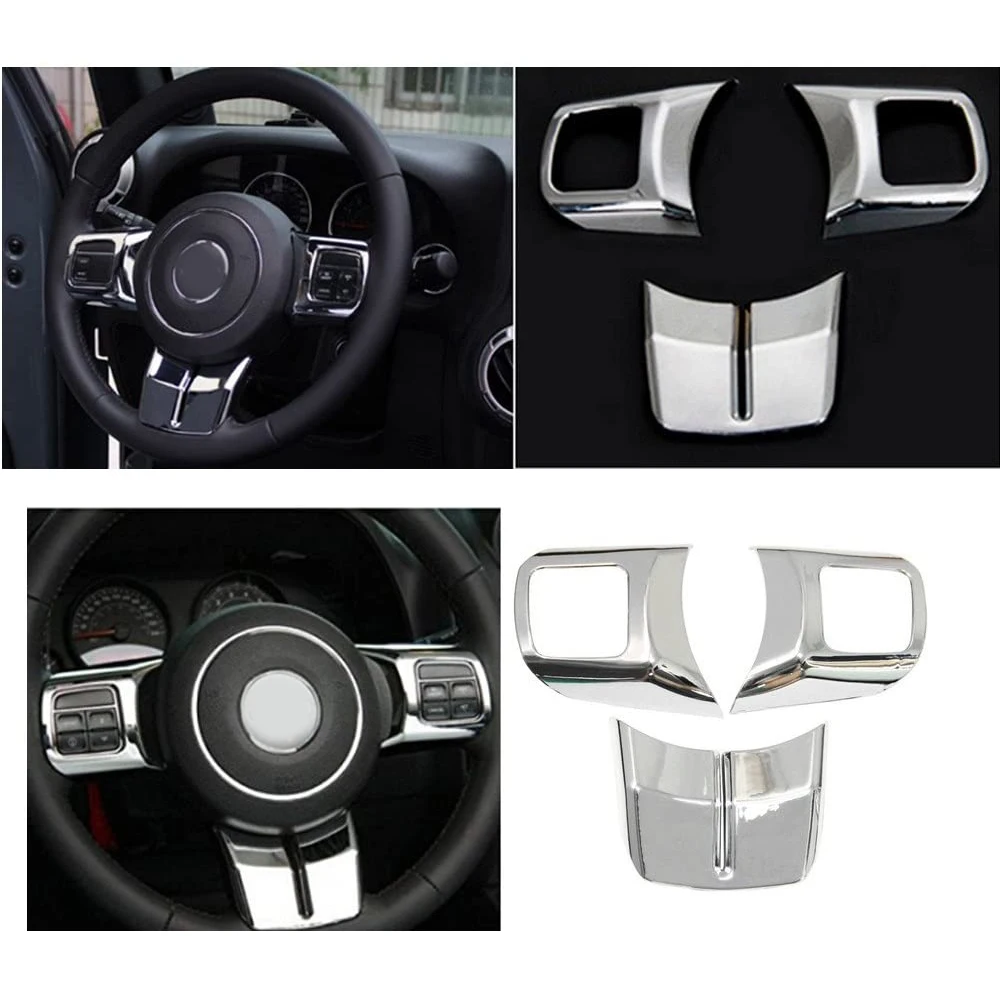 for Jeep Wrangler Patriot Compass Cherokee 2011+ Car Interior Steering Wheel Decoration Cover Trim Frame