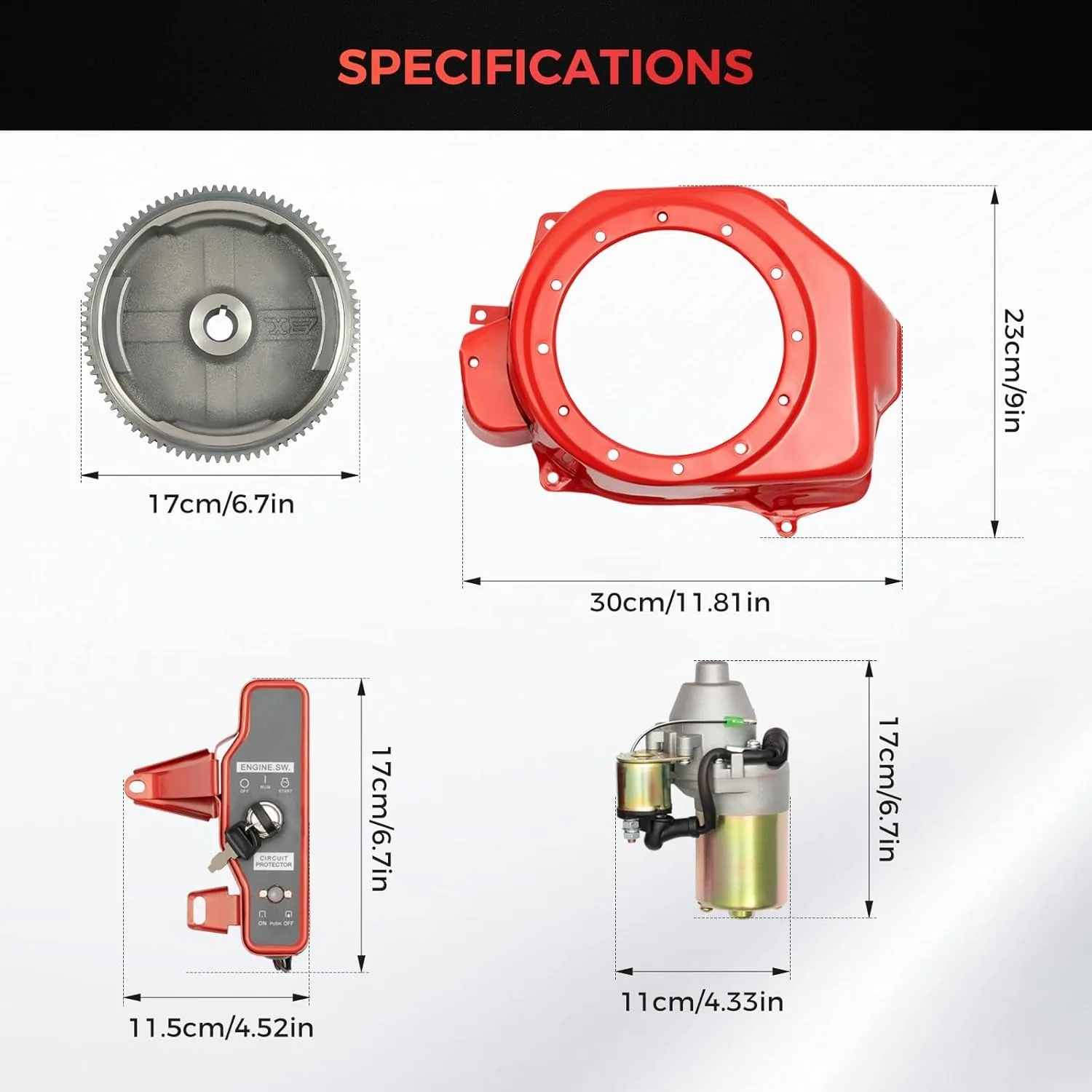 Kit di avviamento elettrico adatto per Honda GX160 5.5HP GX200 6.5HP Motorino di avviamento con solenoide Interruttore volano Bobina di ricarica