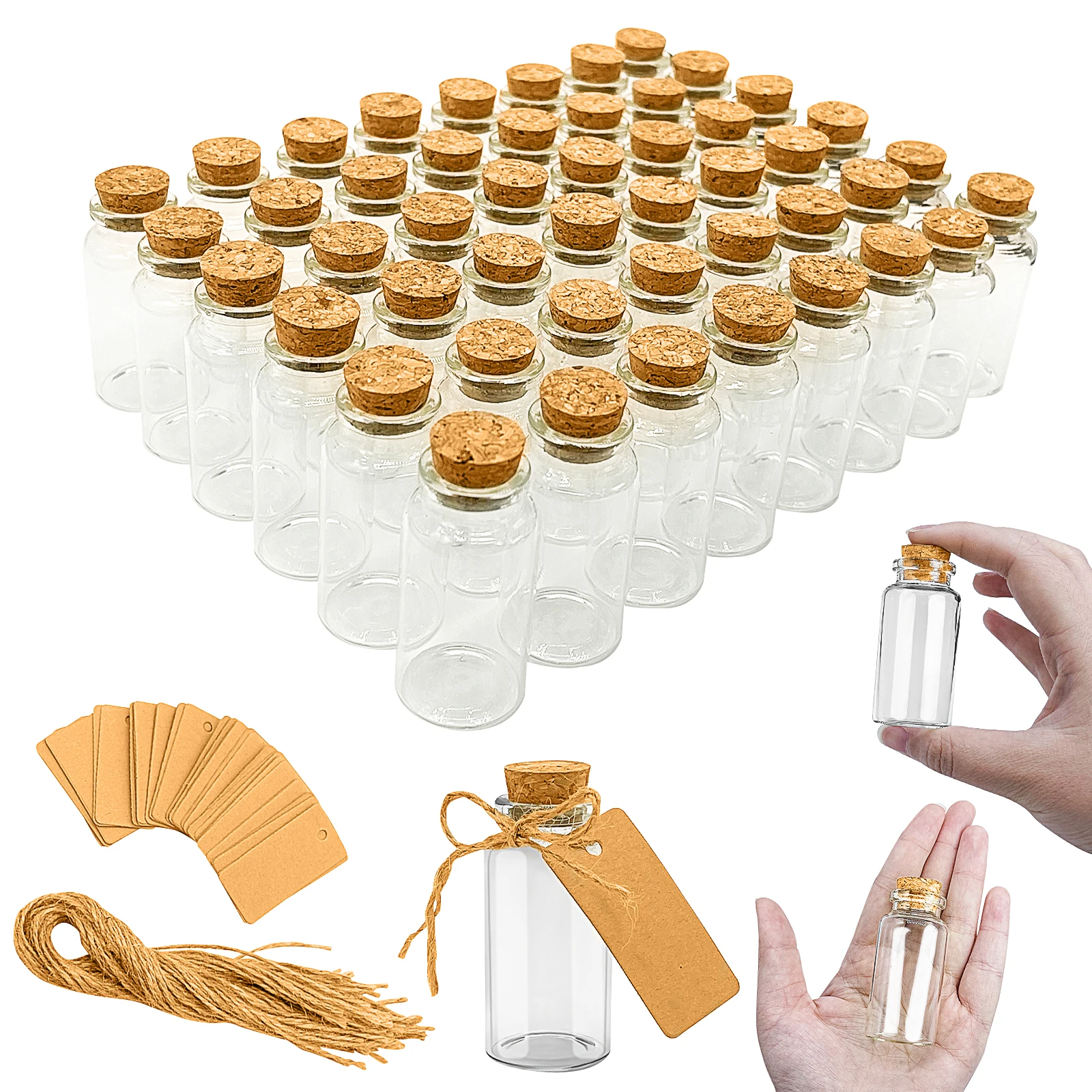 25ml Mini Glass Bottle with Cork Stopper Transparent Small Wish Bottles Empty Clear Vials For Wedding Home Decoration Gifts