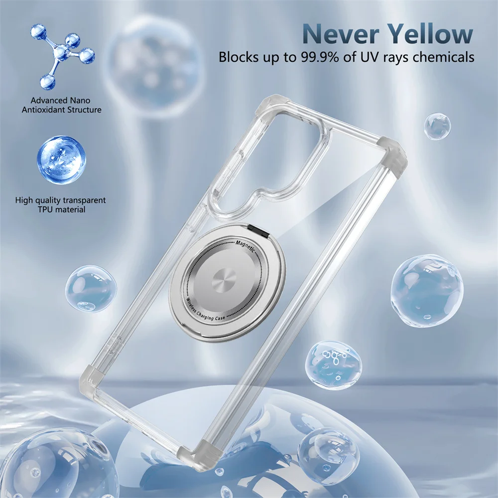 Rotierender magnetischer Klappständer, transparente Handyhülle für Samsung S26 S25 Edge S24 S23 Plus FE S21 Ultra Armor stoßfeste Abdeckung – Detail 2