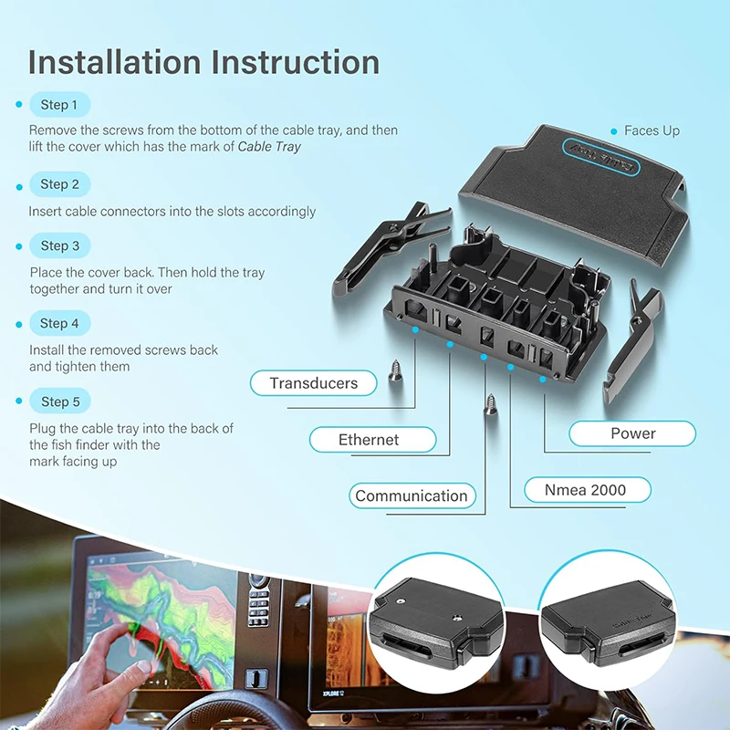 740184-1 Helix Cable Collector Tray (HCCT) Fit for Humminbird Helix8/9/10/12 Series Fish Finders All Models, Cable Secure image 6