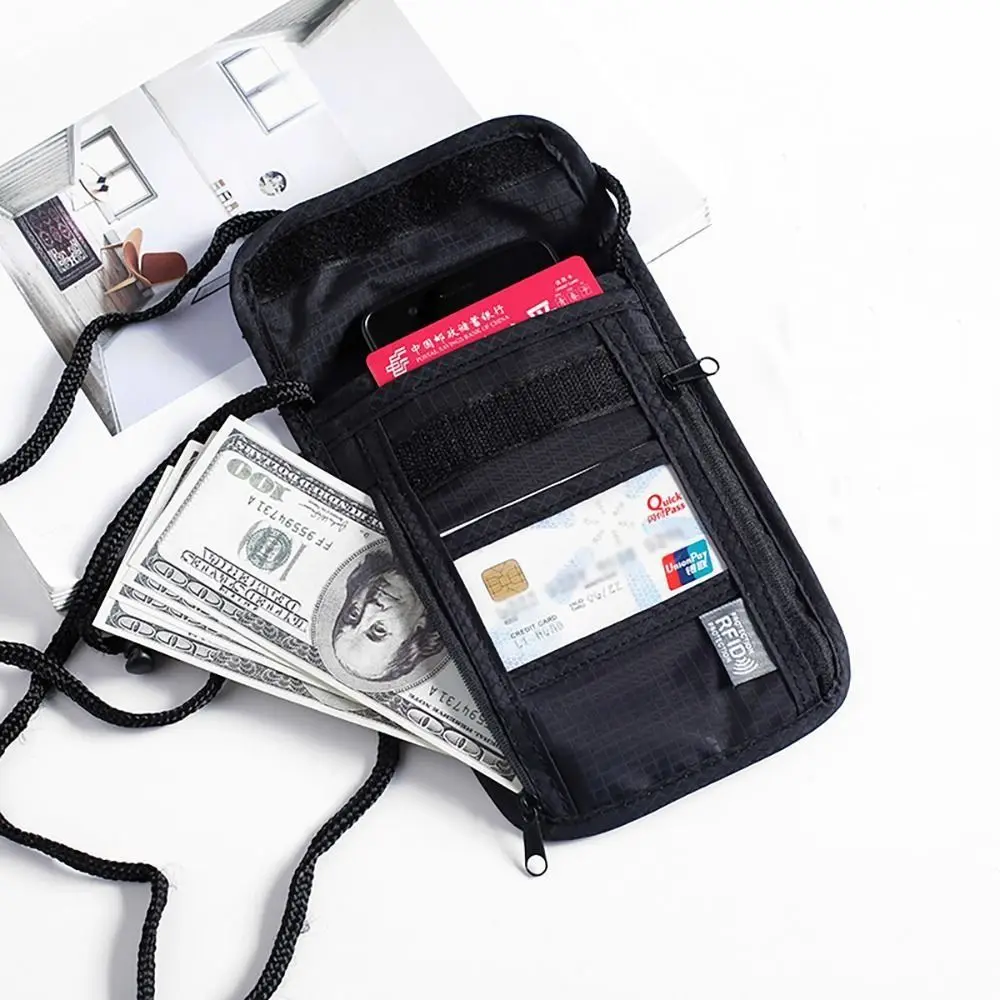 Portable Nylon RFID Passport ID Bag Waterproof Multi-Functional Document Pouch Packet Women