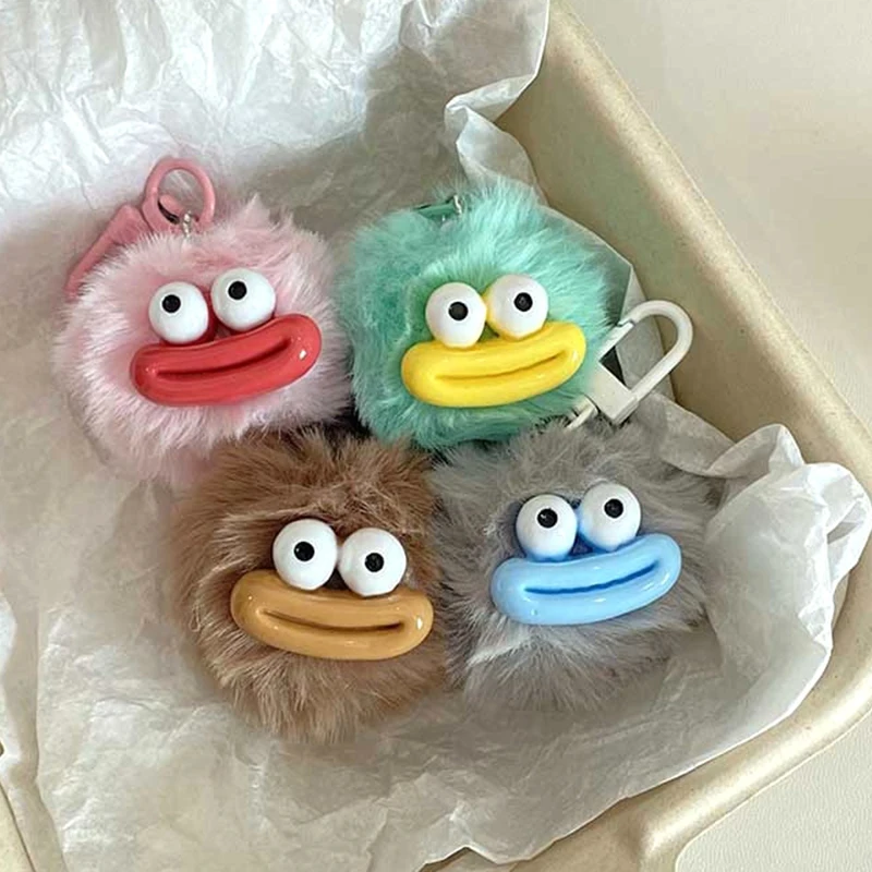 Sausage Mouth Hair Ball Key Chain Funny Plush Doll Pendant Key Ring Charms Backpack Car Decor Bag Accessories image 2