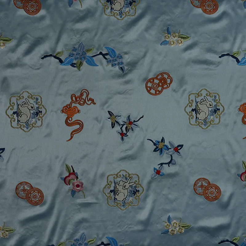 Embroidered acetate satin jacquard fabric traditional pattern Chinese clothing cheongsam face