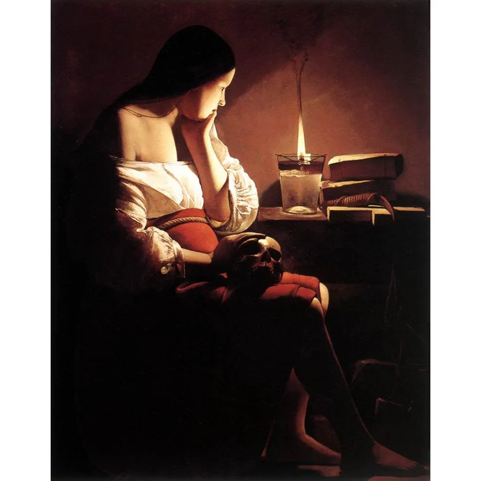 Georges de la Tour paintings,Mary Magdalene with Oil Lamp,Hand painted famous painting replica,Room picture wall decoration