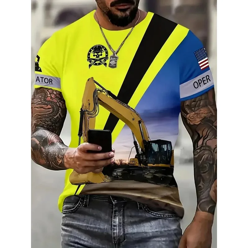 1 Piece Custom Your Picture  New Excavator Professional Tshirtss Fashion Men/Women 3D Printed Short Sleeved T-Shirts Oversized E