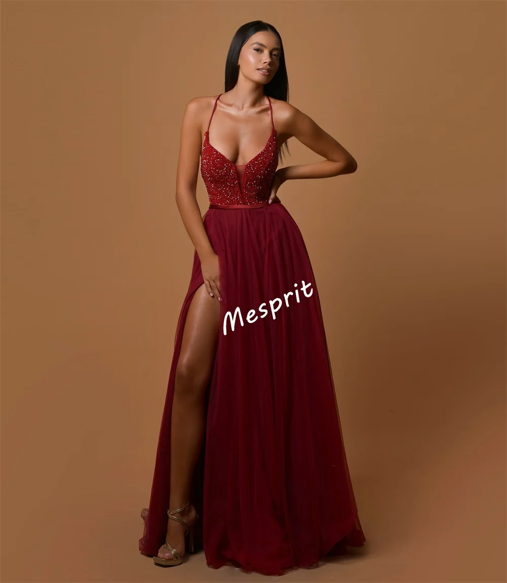 Customized Sequined Pleat Spaghetti Strap A-line Long Dresses Bespoke Occasion Women's Evening Elegant Party Wedding Sparkle