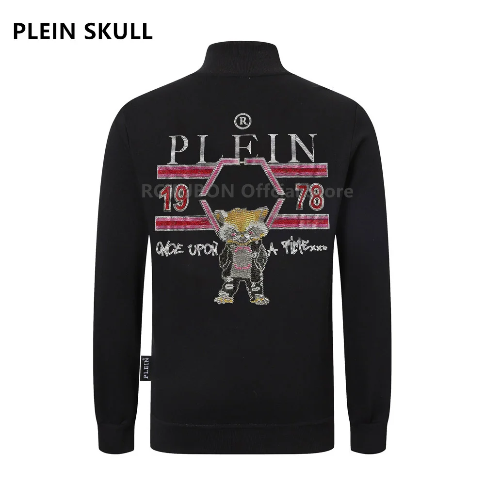 Plein Skull Autumn Winter Men's New Zipper Jacket Daily Casual Long Sleeve Hoodless Luxury Brand Sportswear Sweatshirts Top Coat