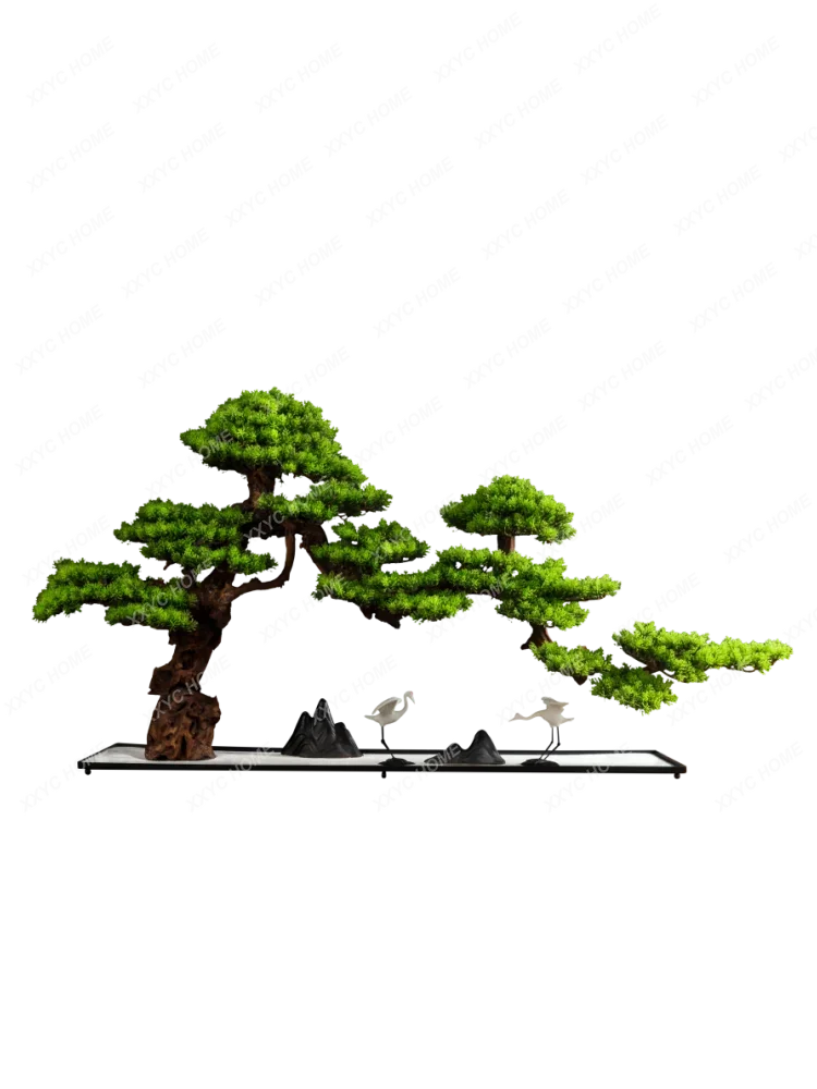 

New Chinese Style Welcome Pine Desktop Decoration Club Hall Zen Decoration Green Plant Bonsai Imitative Tree