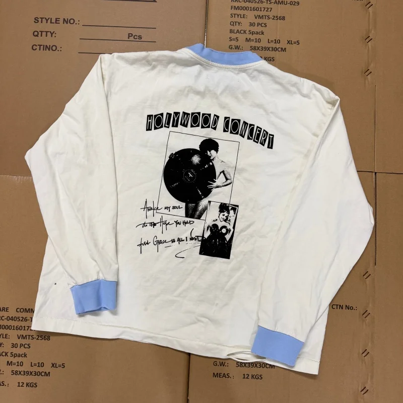 Fall Fashion Print Hip-Hop Retro Ripped O-Neck Men's Women's Casual Cotton Paly Long-Sleeve T-Shirt