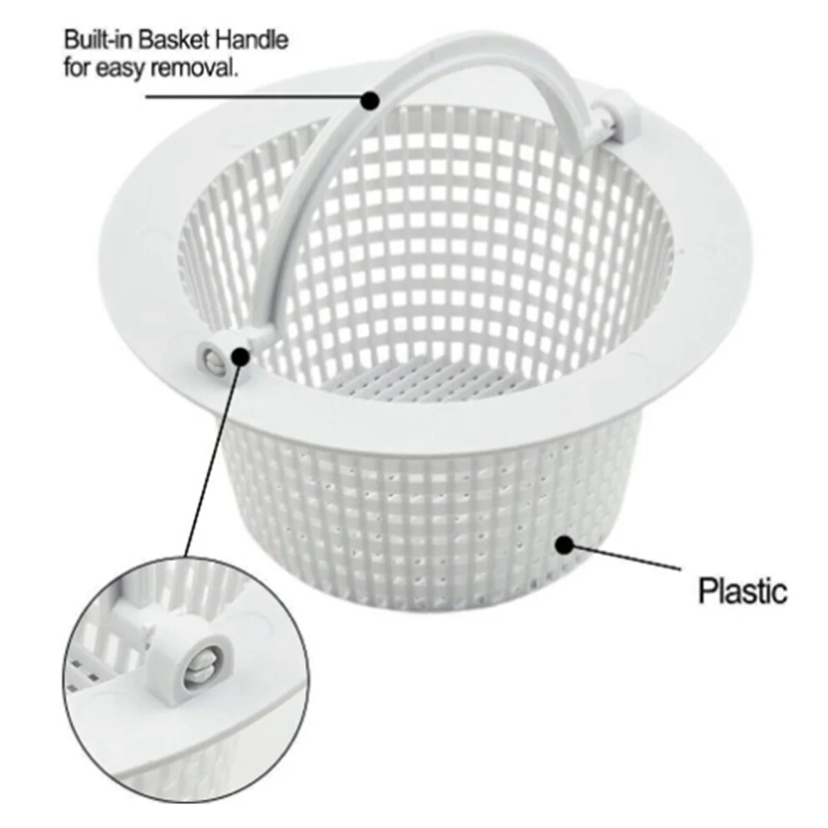 Wall Skimmer Basket with Handle Pool Filter Basket Pool Cleaner Skimmer Basket with Handle, Swimming Pool Skimmer Net