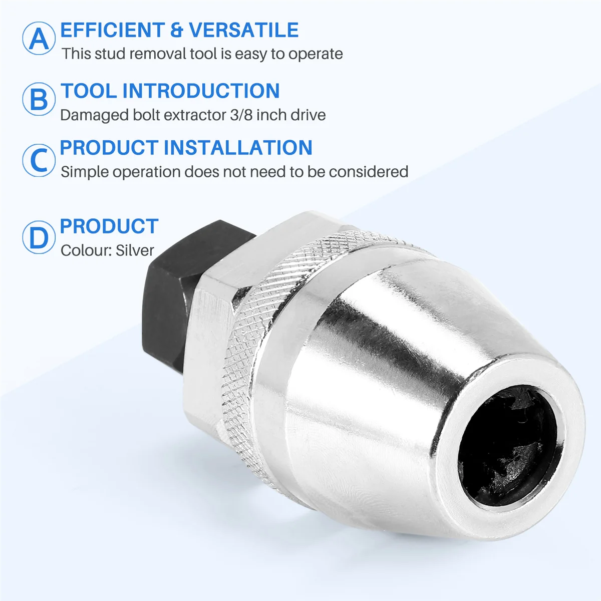 Hexagonal Flat Bolt Remover,Grips & Removes 1/4-Inch to 1/2-Inch Rounded Studs, for Rust, Painted, Damaged Waste Bolts