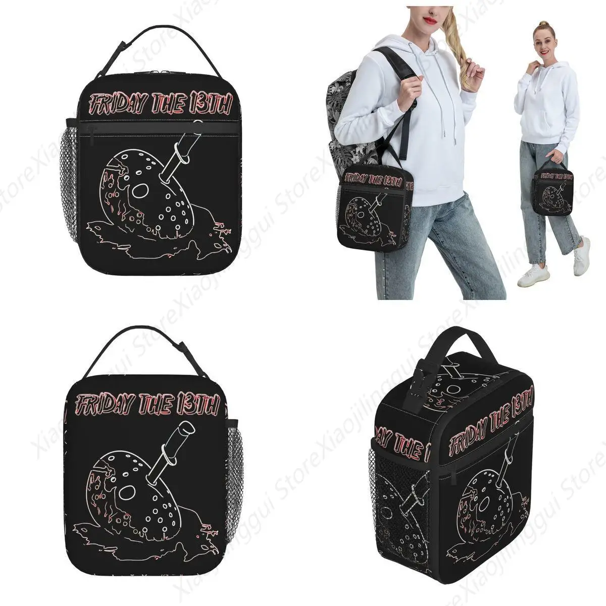 Friday 13th Horror Movie 2024 Thermal Insulated Lunch Bag School Jason Voorhees Portable Lunch Container Cooler Thermal Food Box