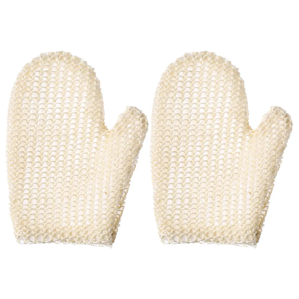 

2Pcs Bathing Gloves Exfoliating Body Scrubber Rich Foaming Sisal Shower Mitt for Back Face Neck Palm Cleaning Portable