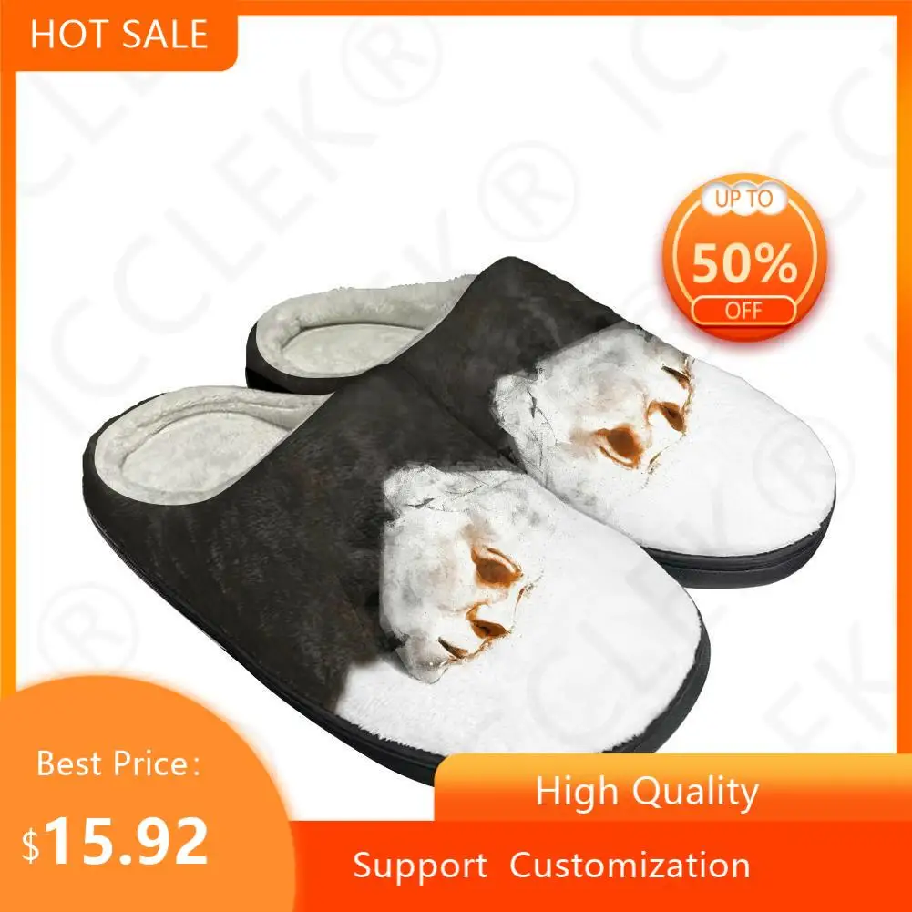 Terror Michael Myers Cotton Custom Slippers Mens Womens Sandals Plush Casual Keep Warm Shoes Thermal Soft Plush Non-Slip Slipper