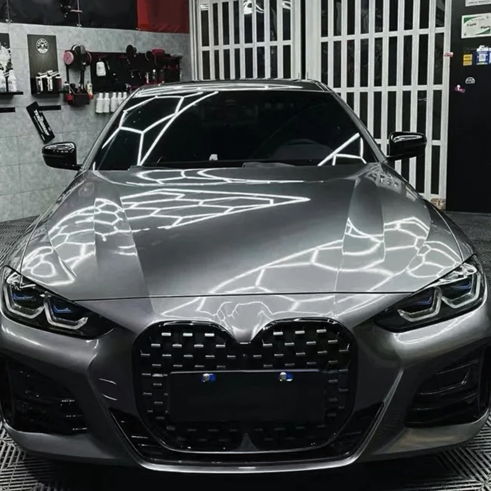 

Car Wrap Vinyl Film Metal Paint Titanium Grey Car Color Change Vinyl Decals PET Bubble Free Wrapping Sticker Car Accessories