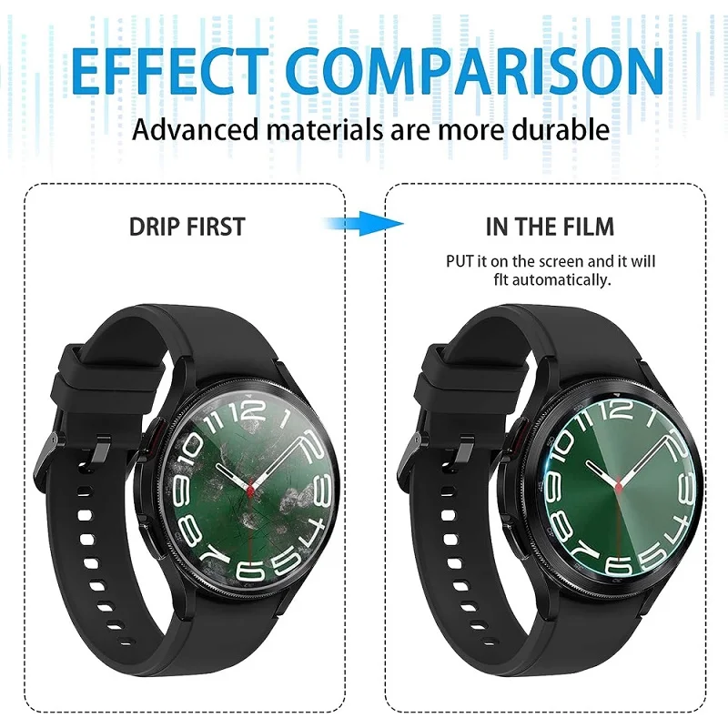 Vidrio templado para Samsung Galaxy Watch 6 44MM 40MM/Watch 6 Classic 47MM 43MM, lámina de película protector de pantalla para Samsung Galaxy Watch 6/6 Classic, accesorios para Samsung reloj inteligente