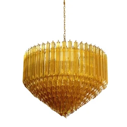 Amber Crystal Glass Ceiling Pendant Lamps Big Cone Hanglamp for Living Room Dining Room Decor